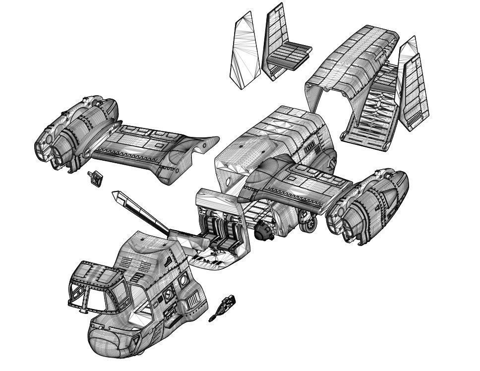 Osprey v22 Military aircraft scale 1-18 3D print model_8
