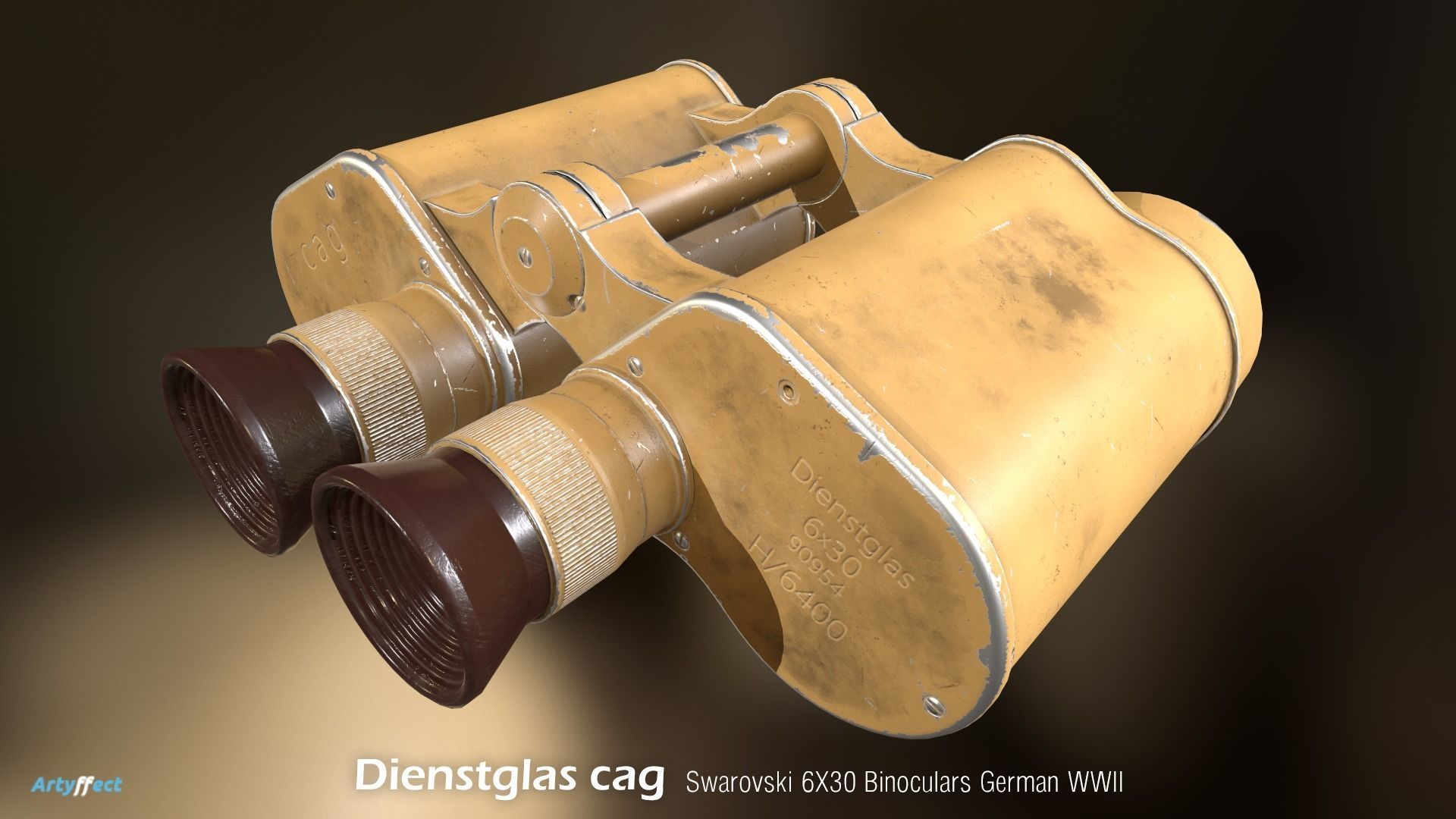 WWII German Dienstglas 6x30 CAG Binoculars Low-poly 3D model_2