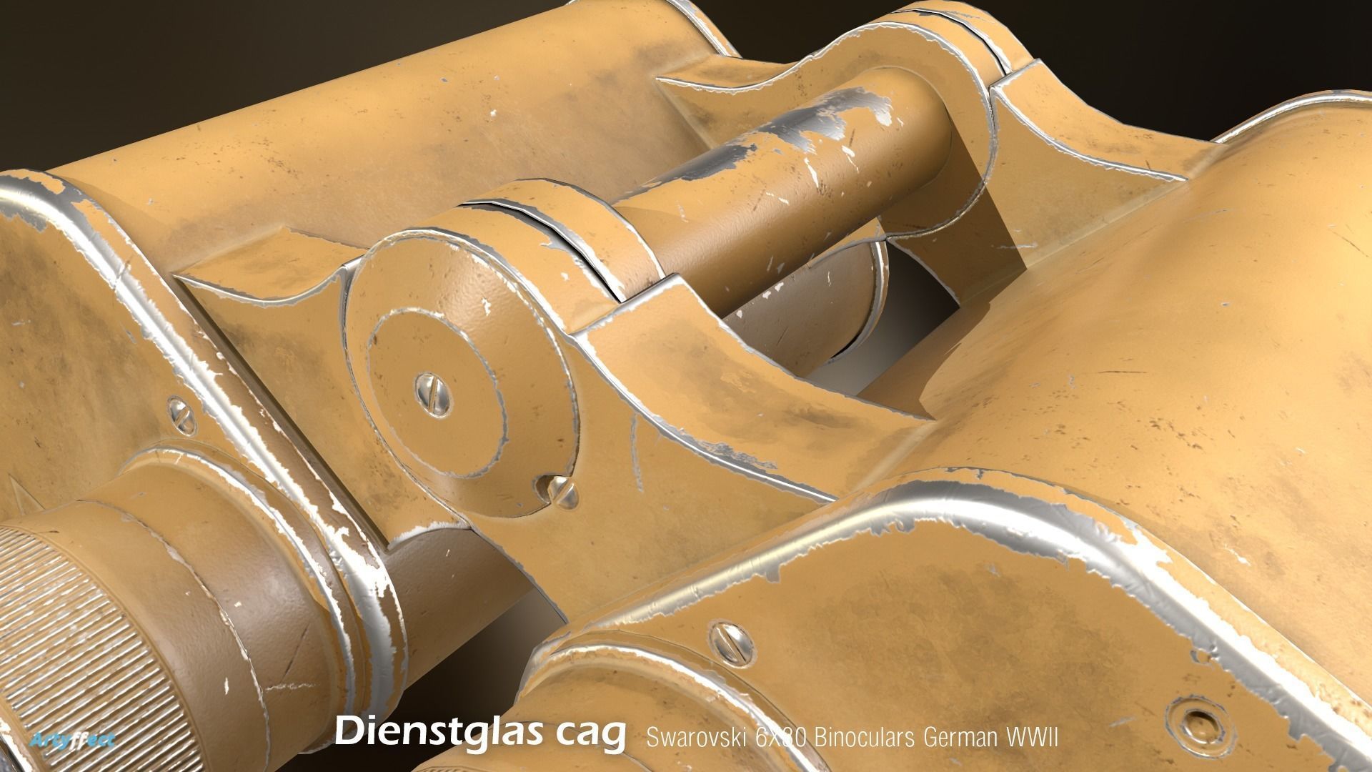 WWII German Dienstglas 6x30 CAG Binoculars Low-poly 3D model_3