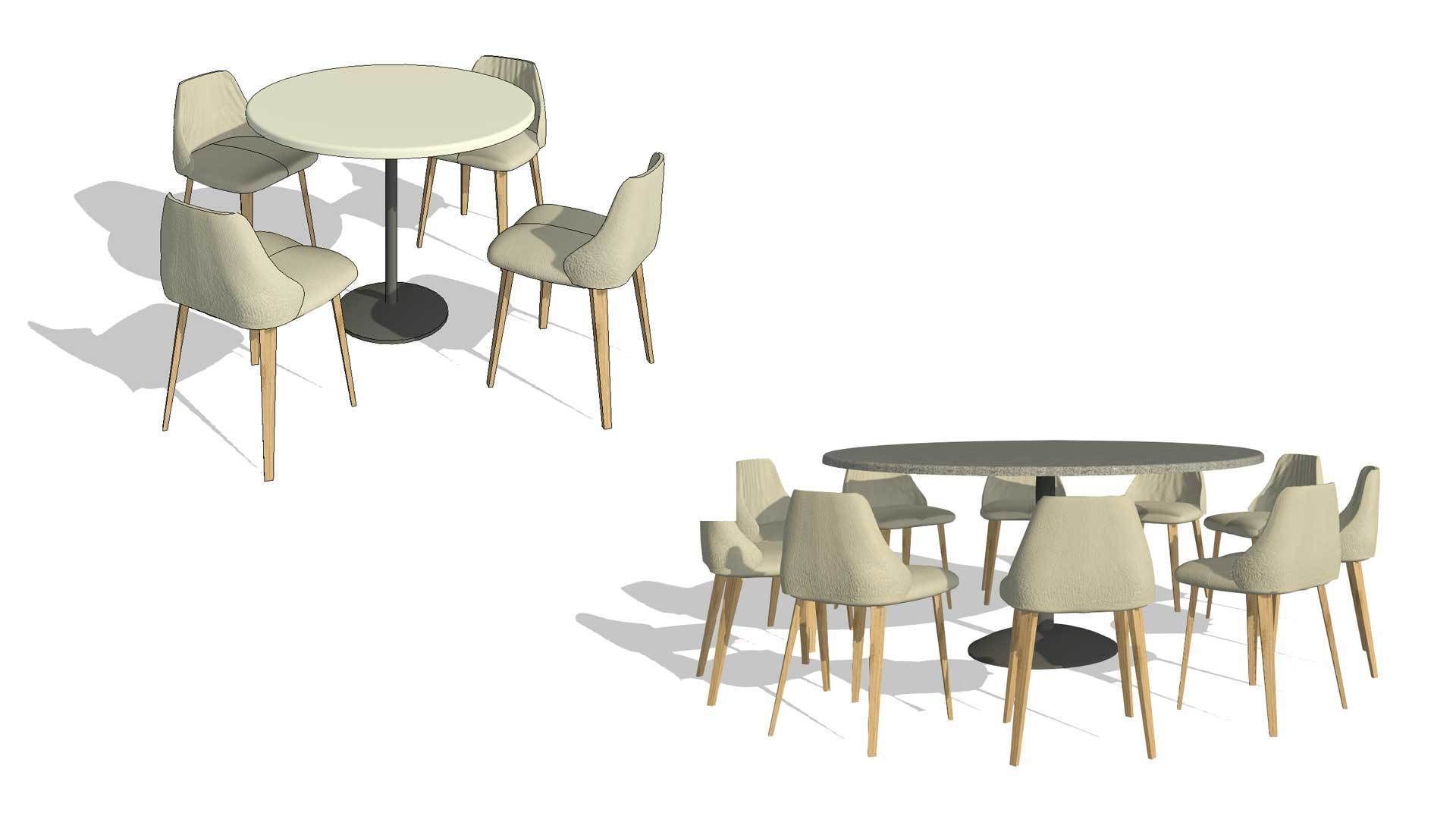 Parametric Revit Round Table Chair Configuration Setups Family 3D model_1