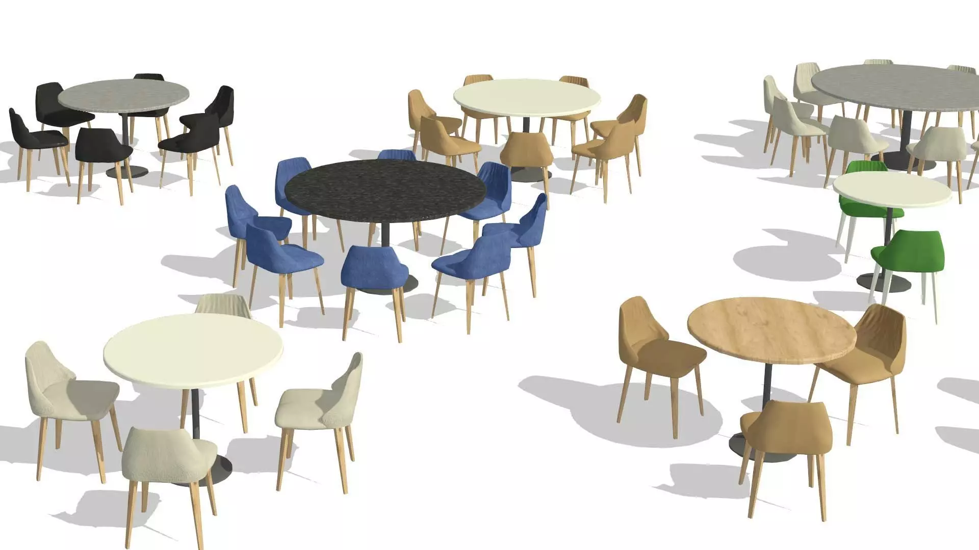 Parametric Revit Round Table Chair Configuration Setups Family 3D model_0