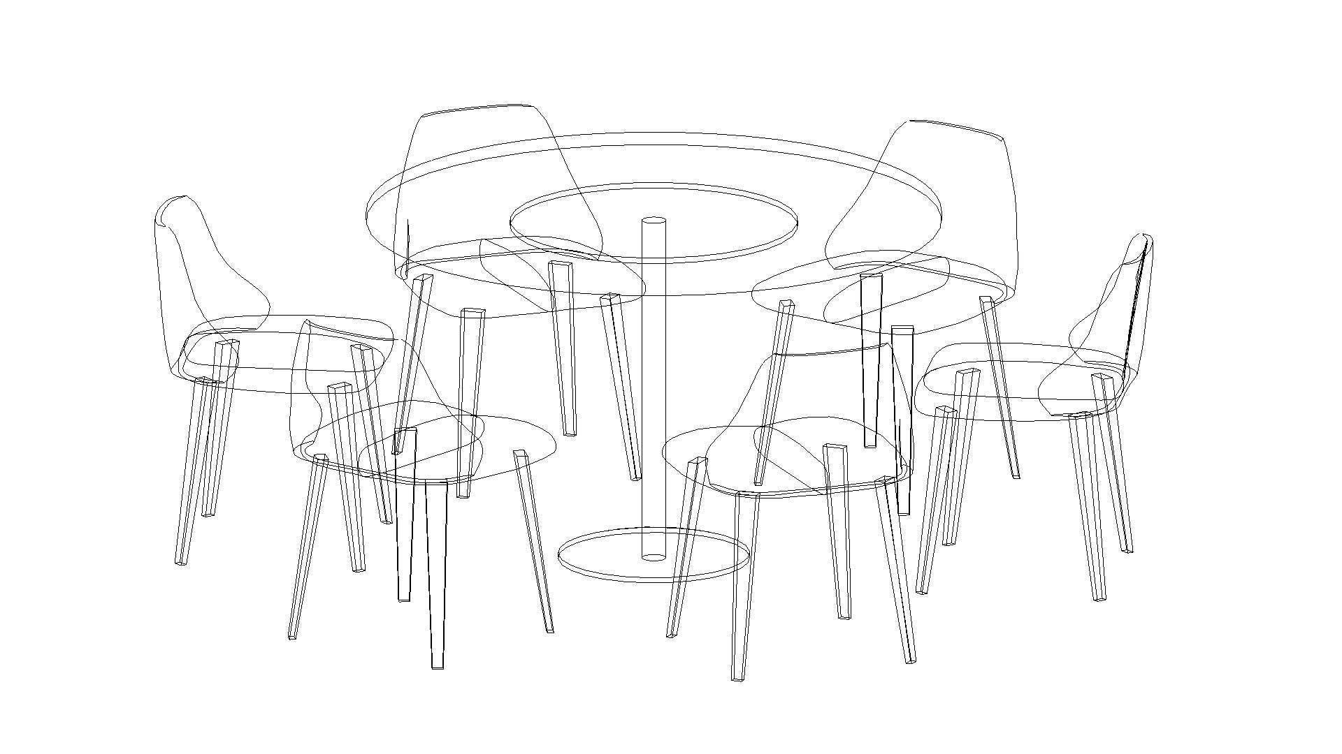Parametric Revit Round Table Chair Configuration Setups Family 3D model_5