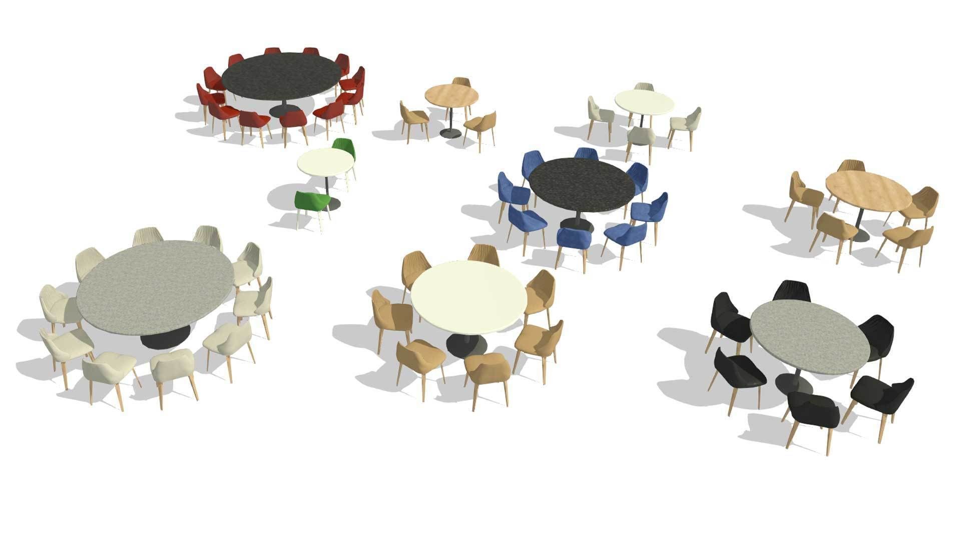 Parametric Revit Round Table Chair Configuration Setups Family 3D model_3