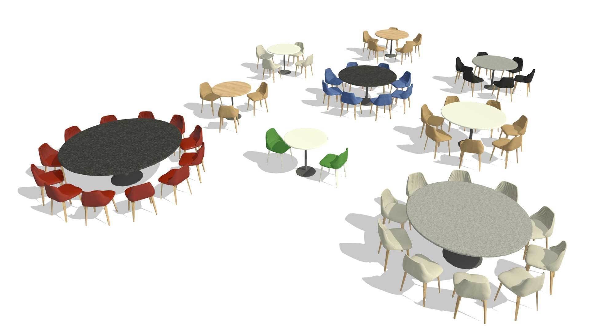 Parametric Revit Round Table Chair Configuration Setups Family 3D model_4