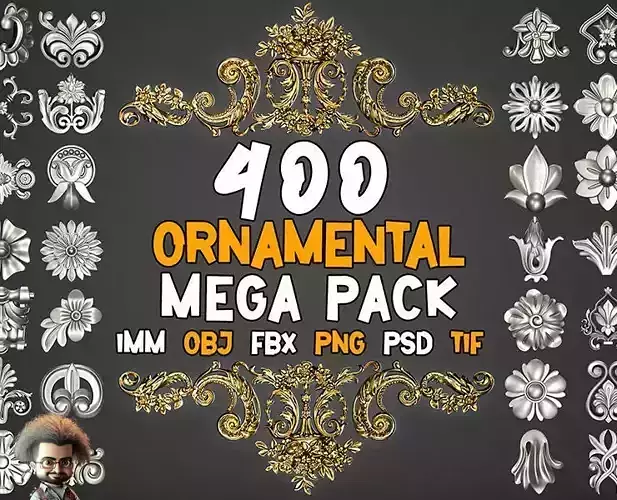 400 SUPER ORNAMENTAL MEGAPCK - 50 Percent OFF This Week Low-poly 3D model