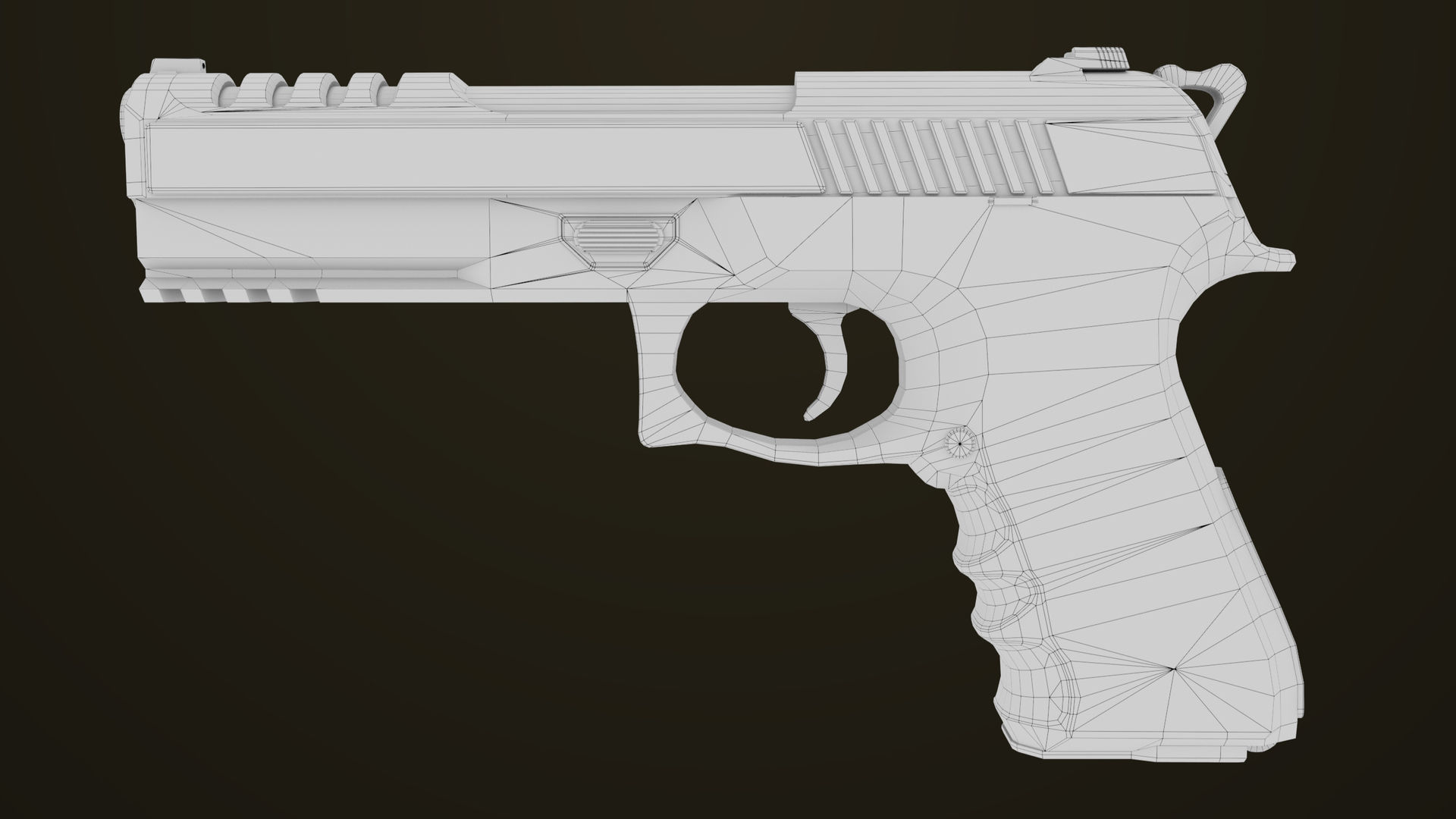 Golden Pistol 02 All PBR Unity UE Textures Included Low-poly 3D model_28