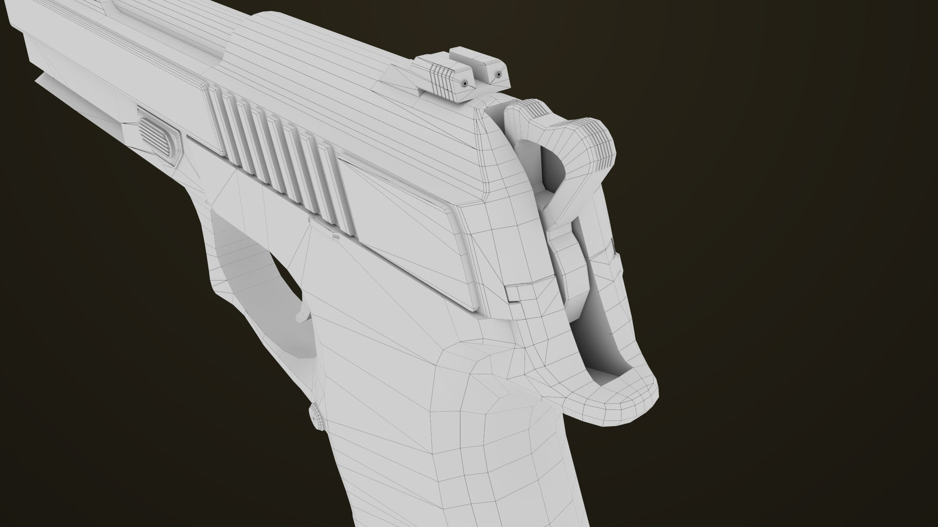 Golden Pistol 02 All PBR Unity UE Textures Included Low-poly 3D model_27