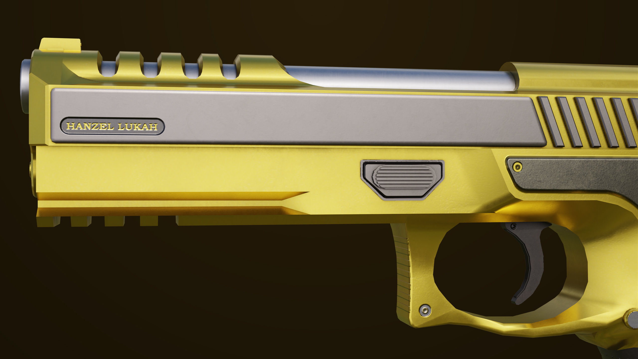 Golden Pistol 02 All PBR Unity UE Textures Included Low-poly 3D model_16