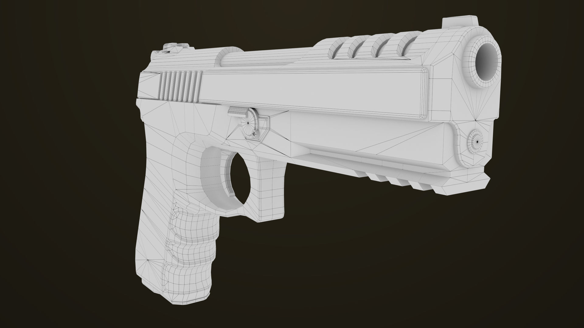 Golden Pistol 02 All PBR Unity UE Textures Included Low-poly 3D model_24