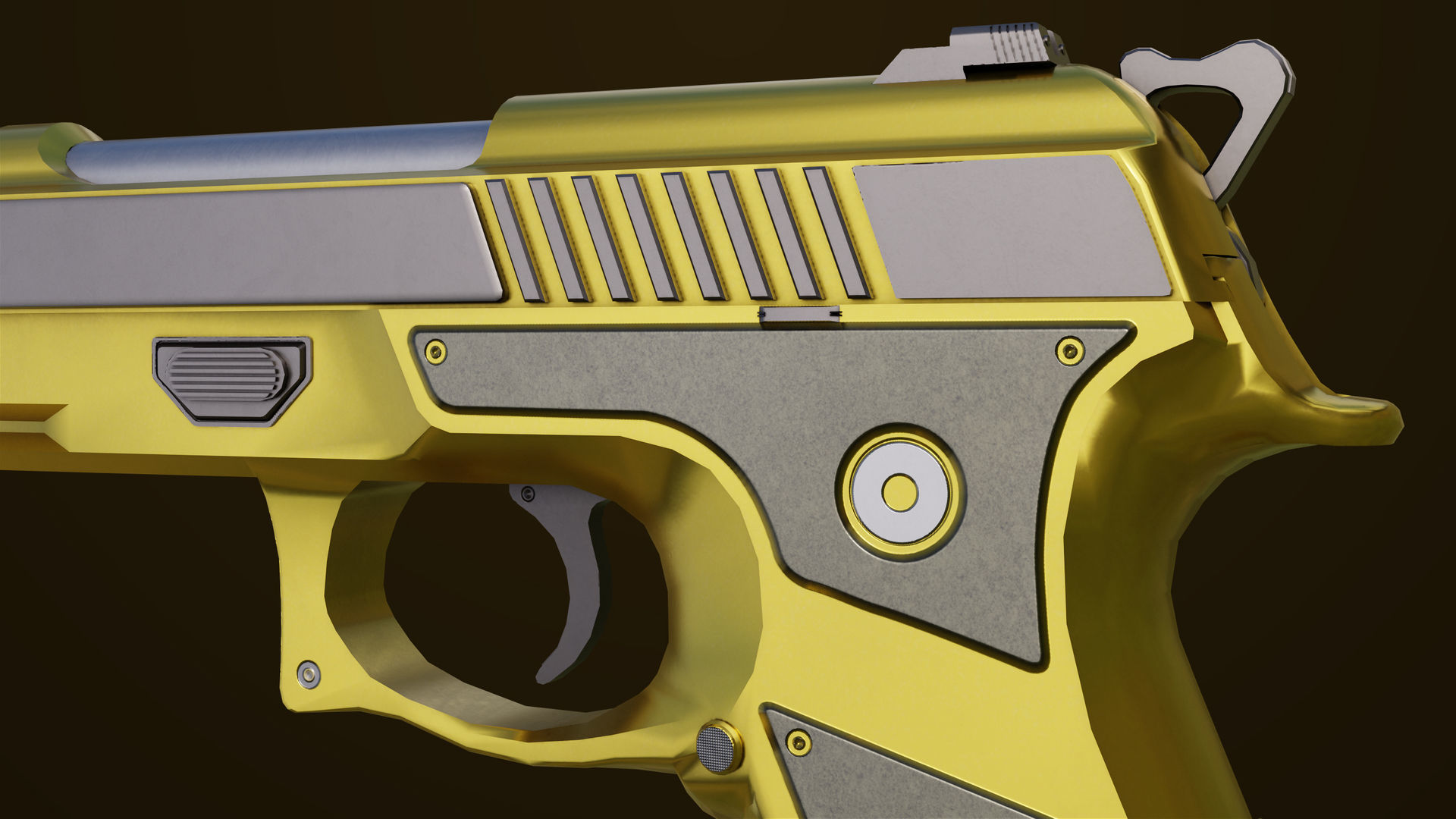 Golden Pistol 02 All PBR Unity UE Textures Included Low-poly 3D model_19