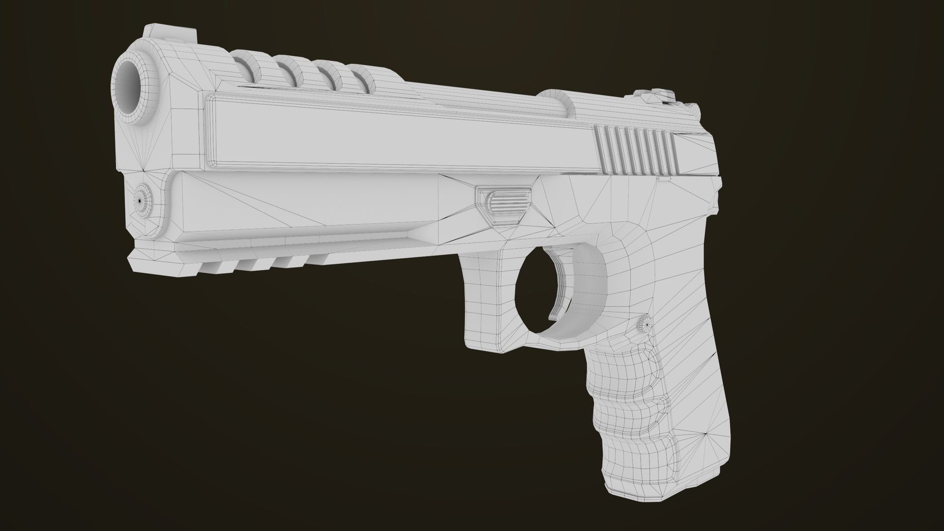 Golden Pistol 02 All PBR Unity UE Textures Included Low-poly 3D model_25