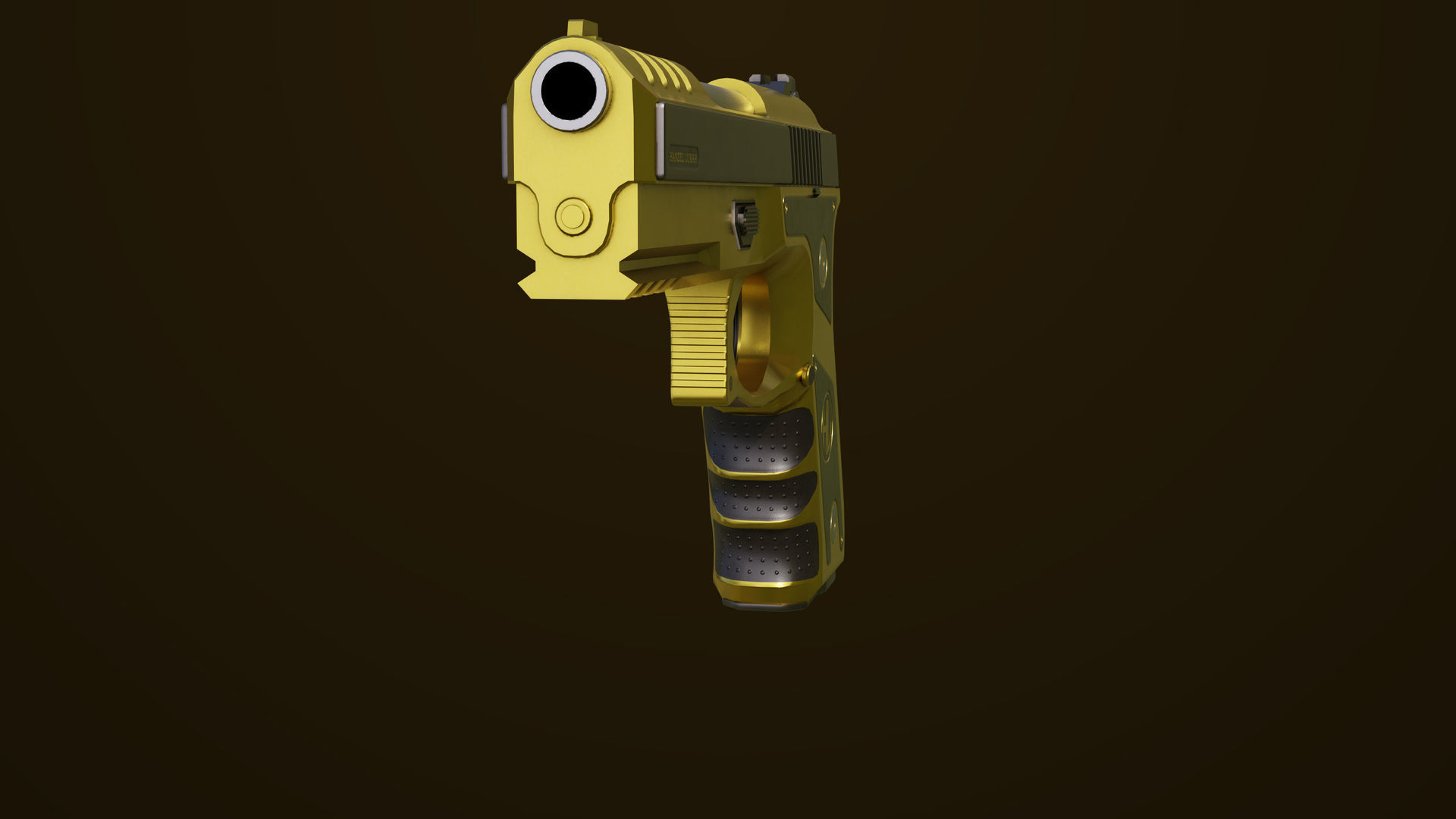 Golden Pistol 02 All PBR Unity UE Textures Included Low-poly 3D model_6