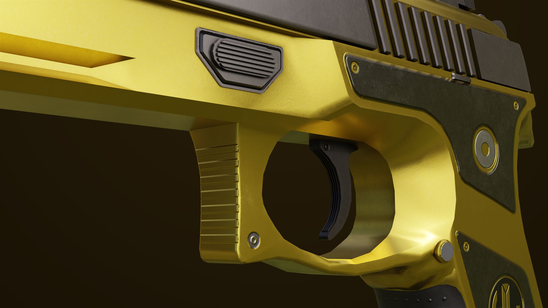 Golden Pistol 02 All PBR Unity UE Textures Included Low-poly 3D model_17