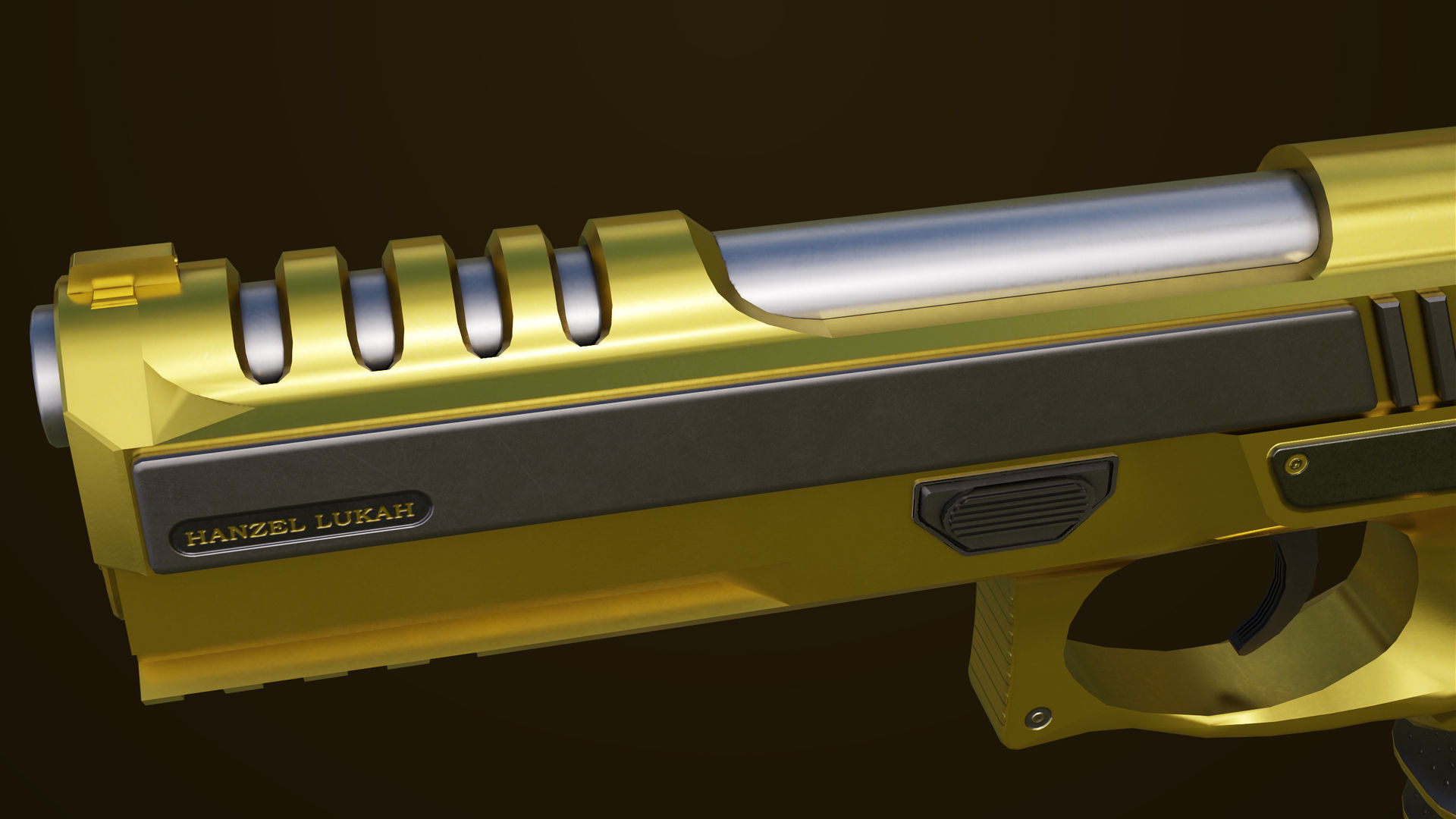 Golden Pistol 02 All PBR Unity UE Textures Included Low-poly 3D model_22