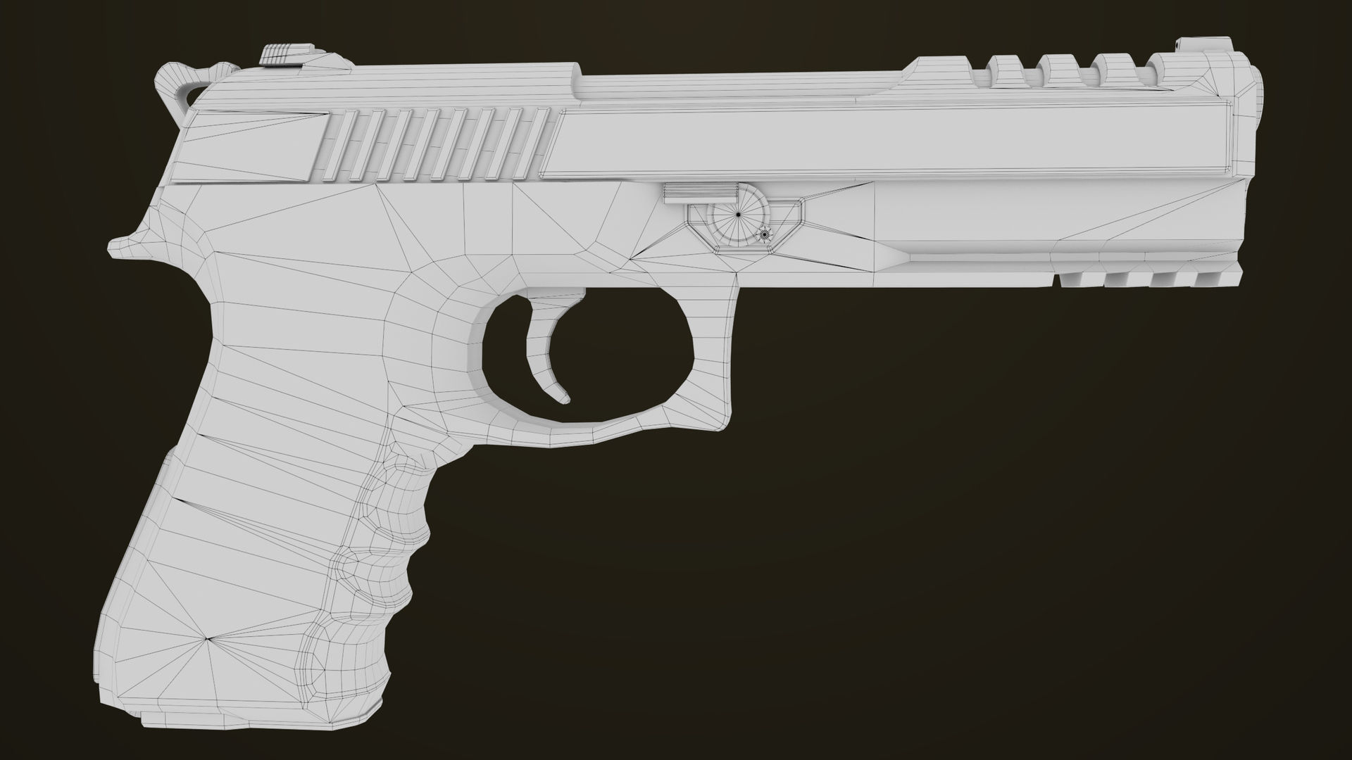 Golden Pistol 02 All PBR Unity UE Textures Included Low-poly 3D model_32