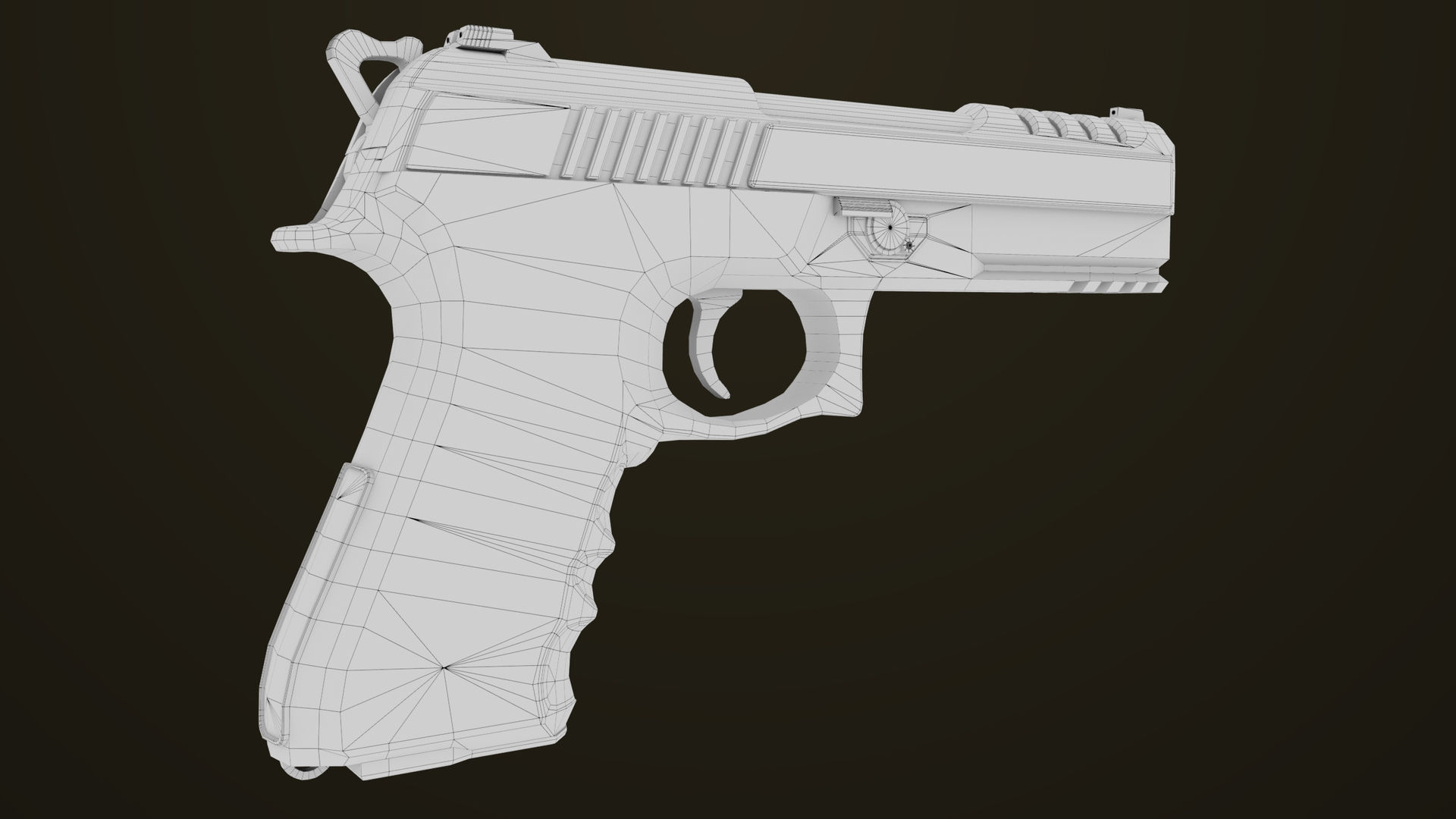 Golden Pistol 02 All PBR Unity UE Textures Included Low-poly 3D model_26