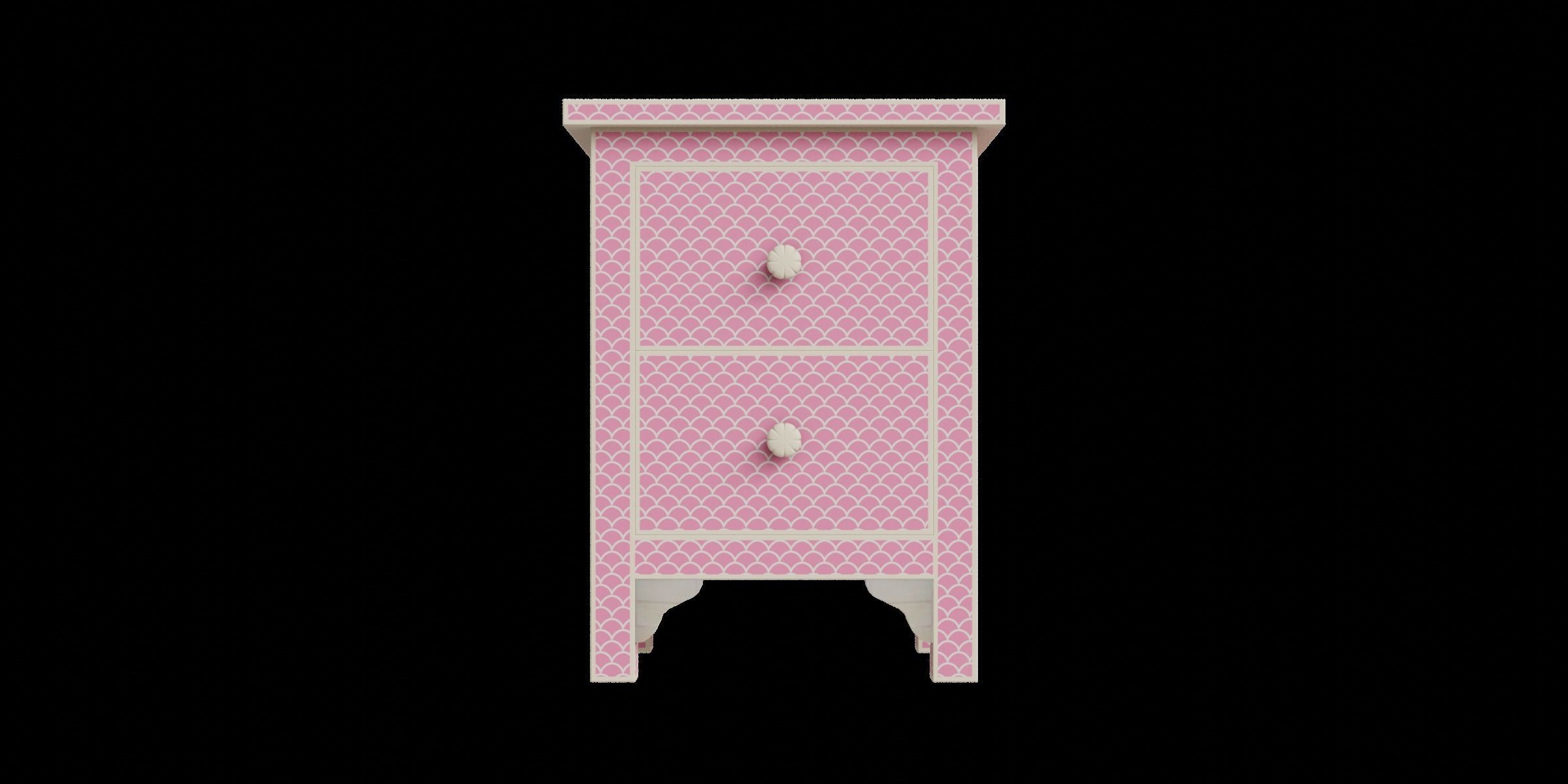 Pink Fish Scale Side Table Low-poly 3D model_4
