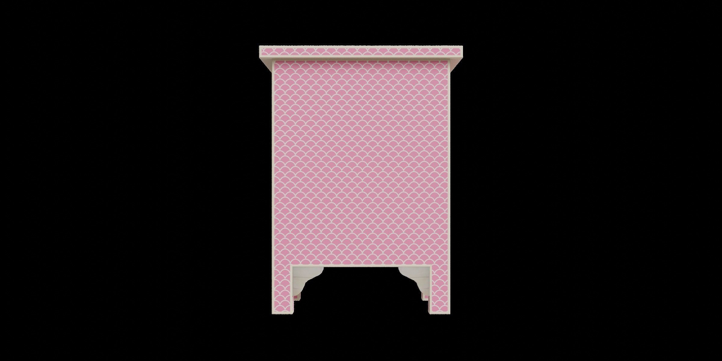 Pink Fish Scale Side Table Low-poly 3D model_6