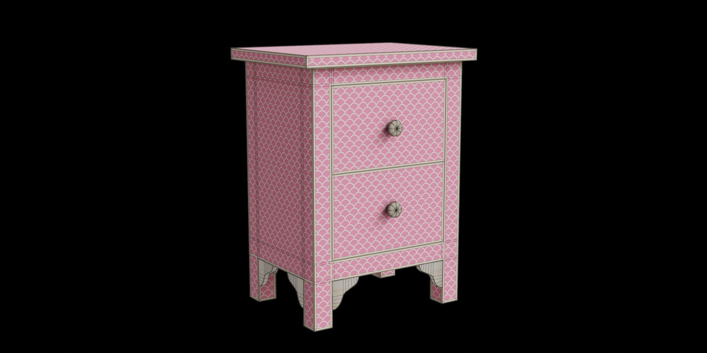 Pink Fish Scale Side Table Low-poly 3D model_3