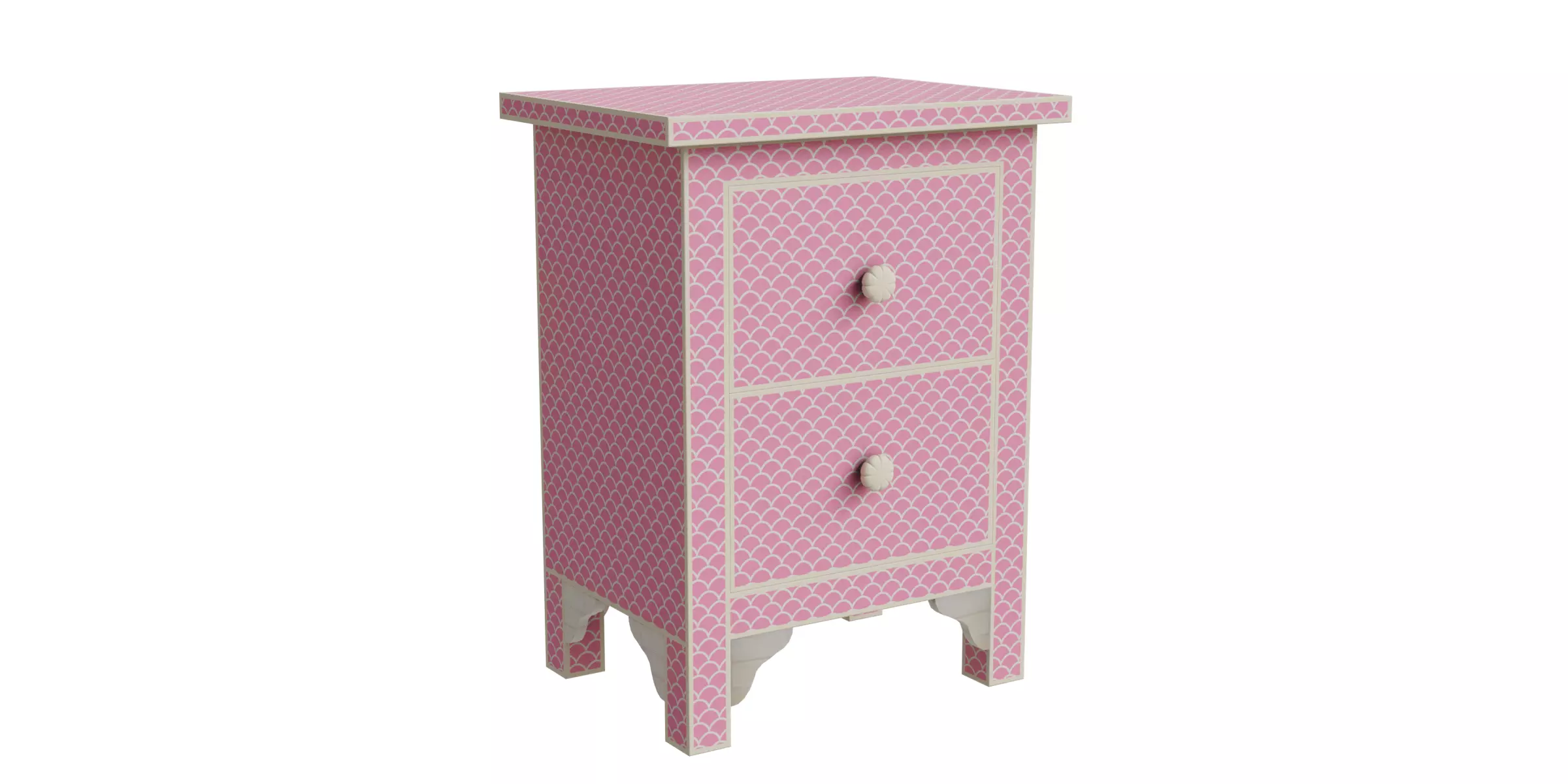 Pink Fish Scale Side Table Low-poly 3D model_0