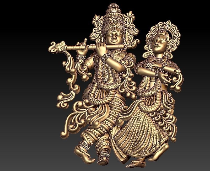 Radha Krishna Pendant 3D print model_3