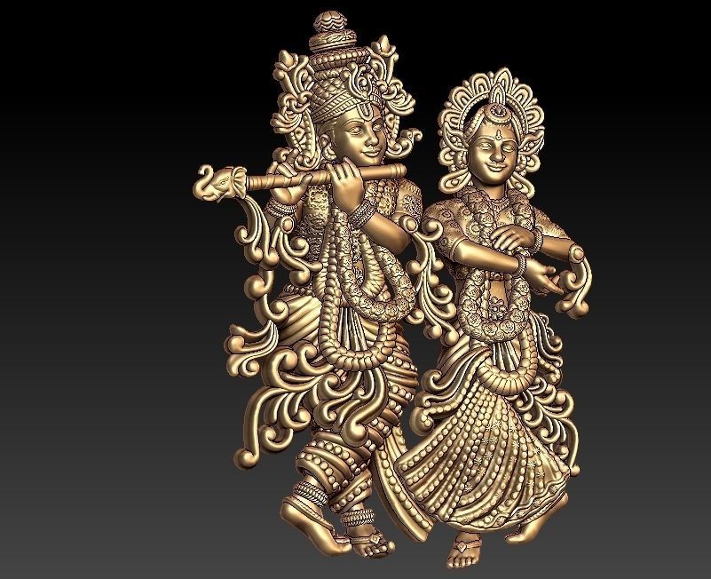 Radha Krishna Pendant 3D print model_2