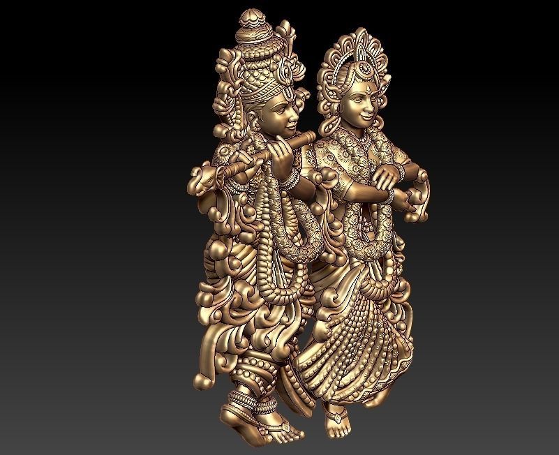 Radha Krishna Pendant 3D print model_4
