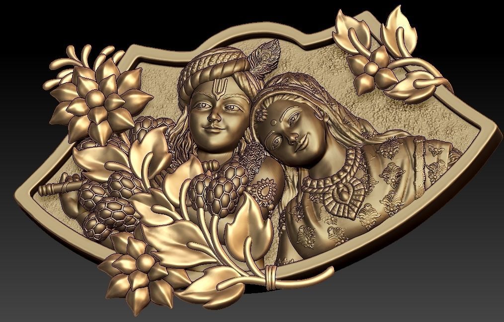 Radha Krishna Pendant 3D print model_1