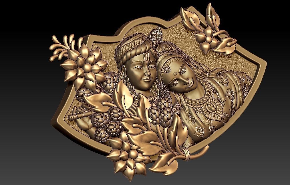 Radha Krishna Pendant 3D print model_2