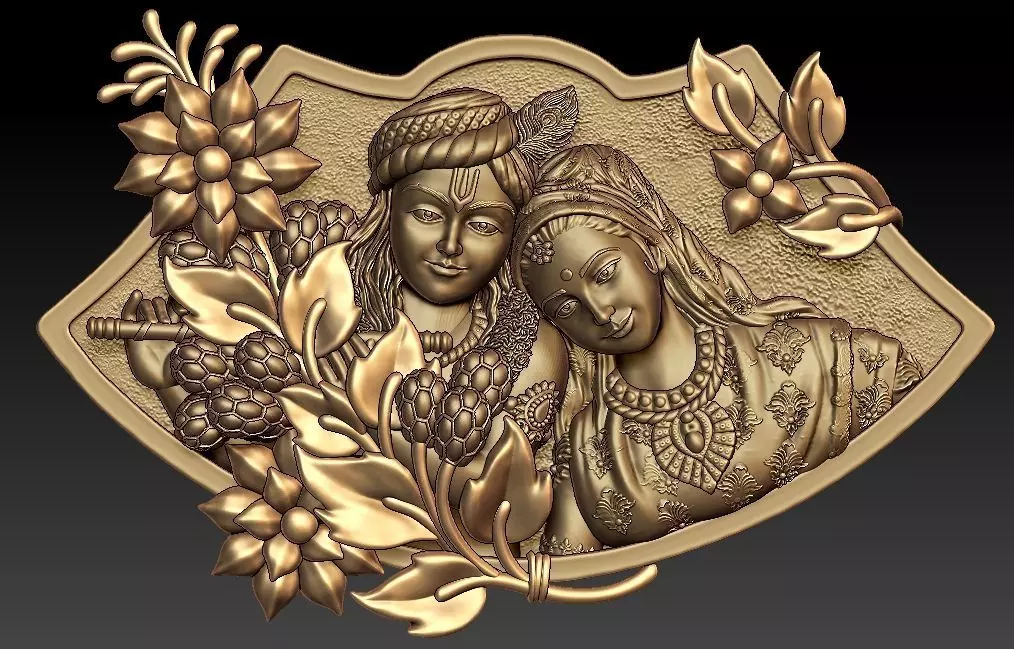 Radha Krishna Pendant 3D print model_0