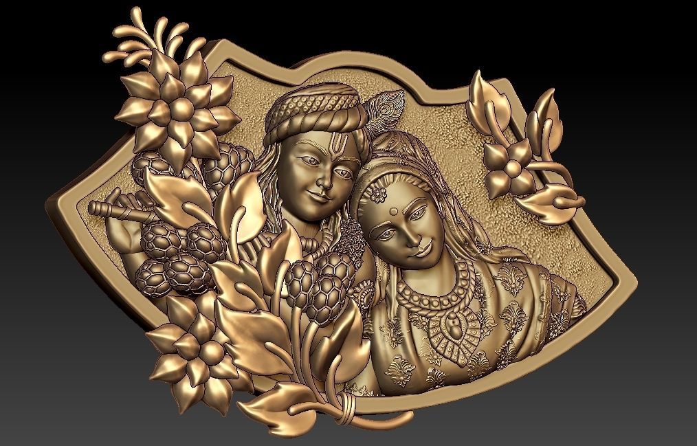 Radha Krishna Pendant 3D print model_4