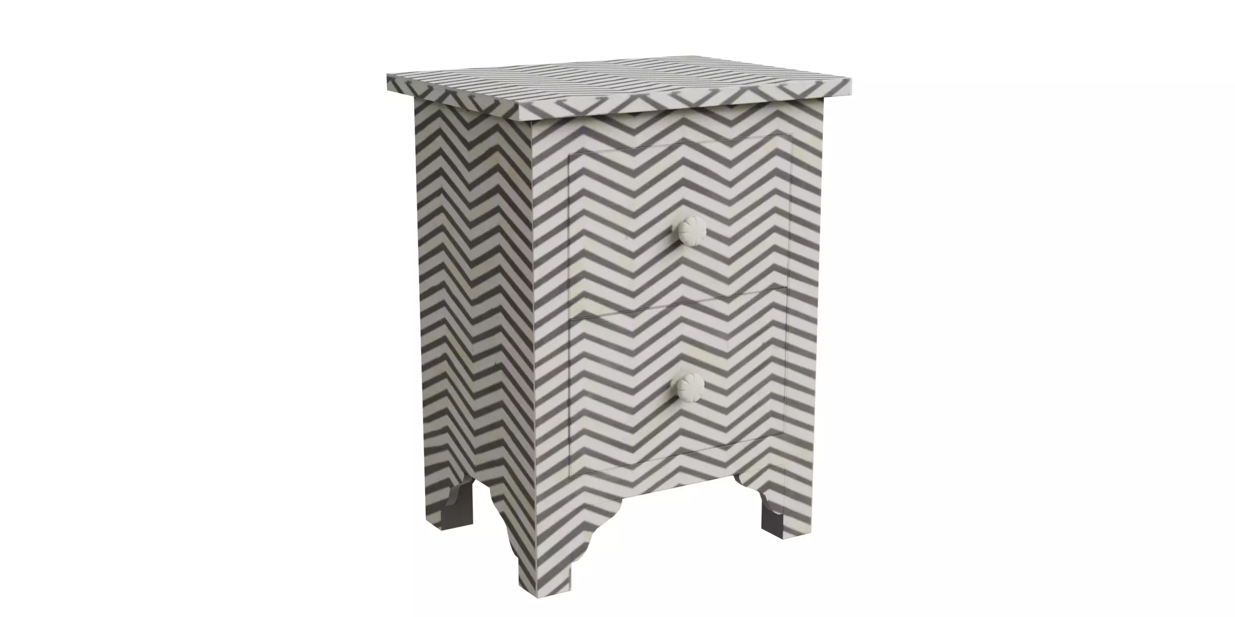 Black Zigzag Side Table Low-poly 3D model_0