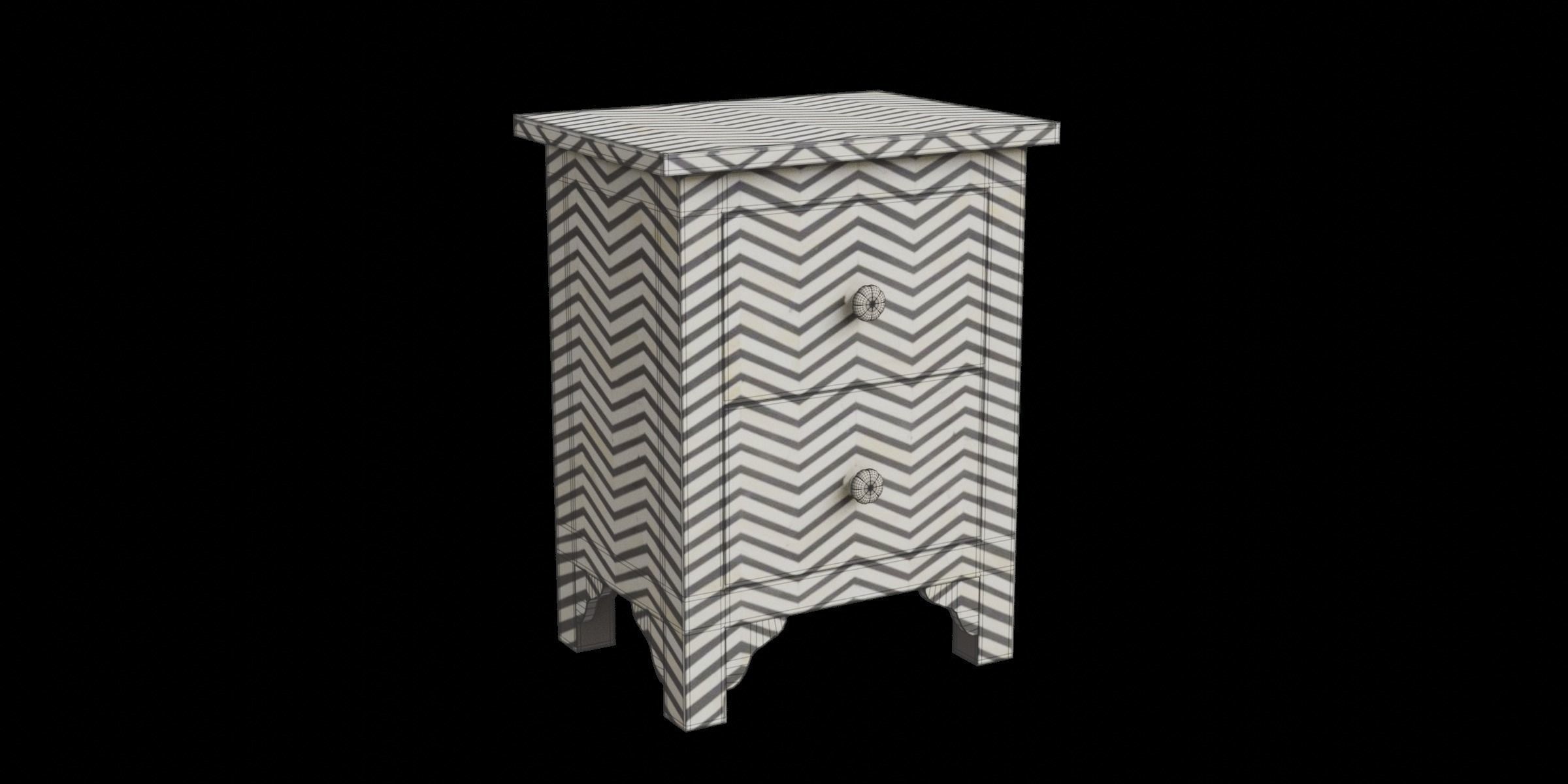 Black Zigzag Side Table Low-poly 3D model_3
