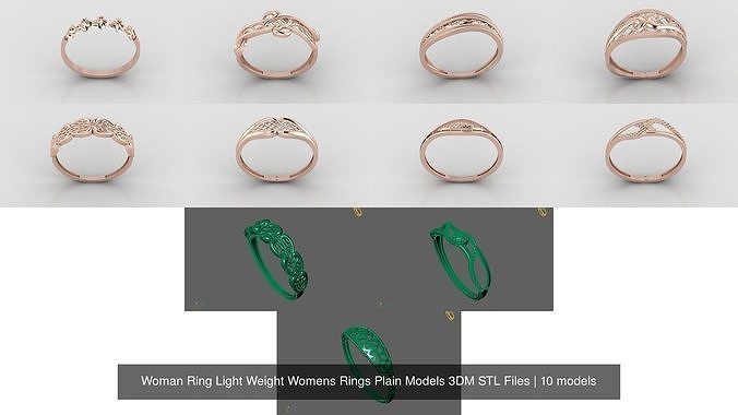 10 Models Woman Ring Womens Rings Plain Models 3DM STL Files 3D Model Collection