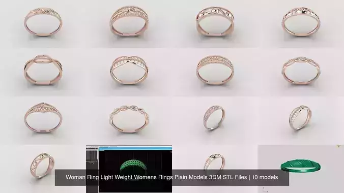 10 Models Woman Ring Womens Rings Plain Models 3DM STL Files 3D Model Collection