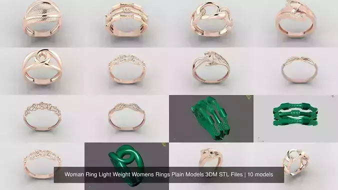 10 Models Woman Ring Womens Rings Plain Models 3DM STL Files