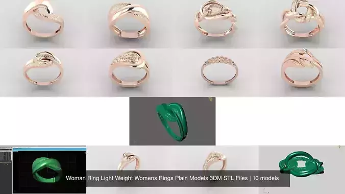 10 Models Woman Ring Womens Rings Plain Models 3DM STL Files