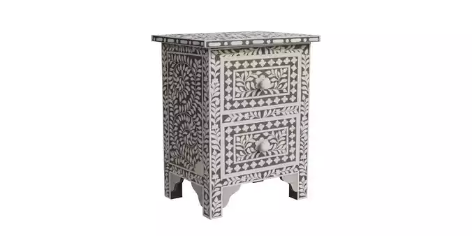 Black Floral Bed Side Table 2