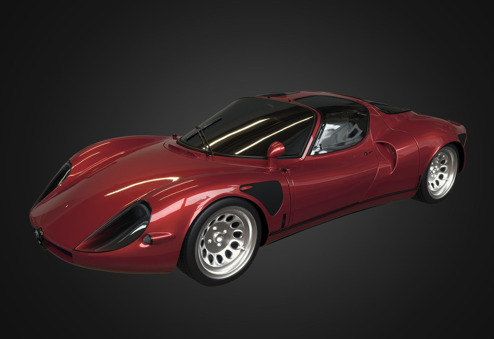 Alfa Romeo 33 Stradale  1968 Low-poly 3D model_4