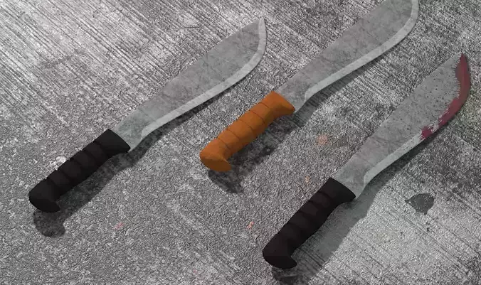 Machete three knives 3D model