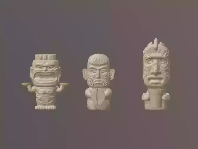 3 Styles of Tribe Statues 3D Model