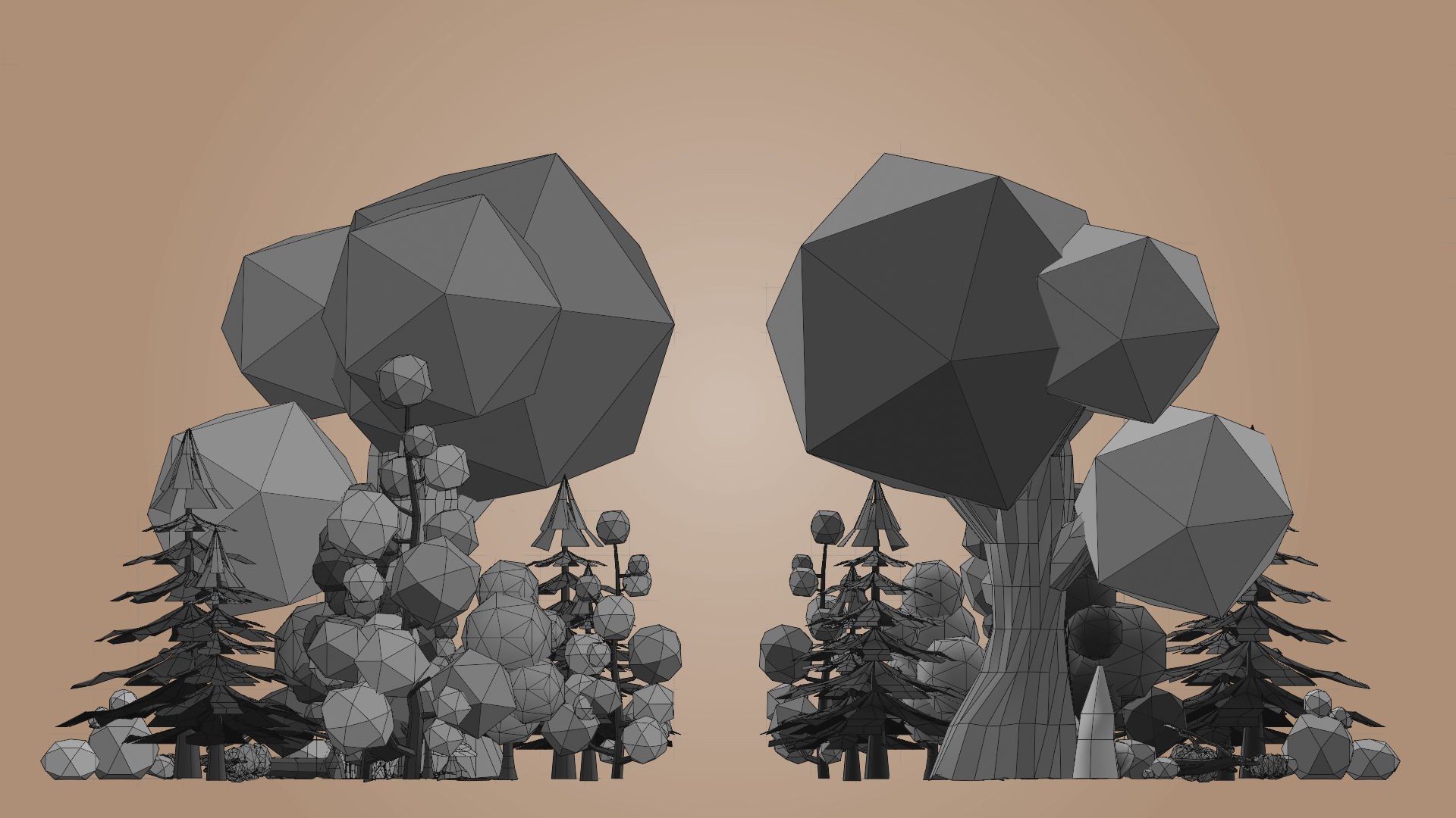 Tree Set Low Poly Low-poly 3D model_5