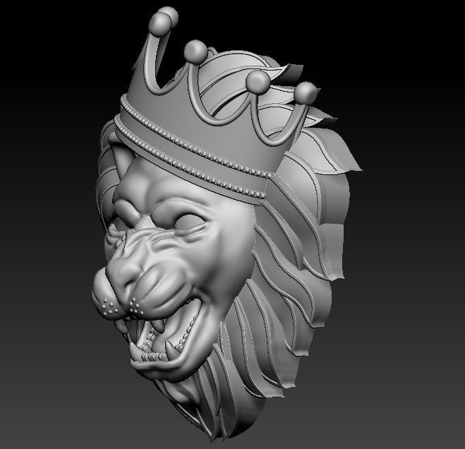 Crown Lion Pendant 3D print model_2