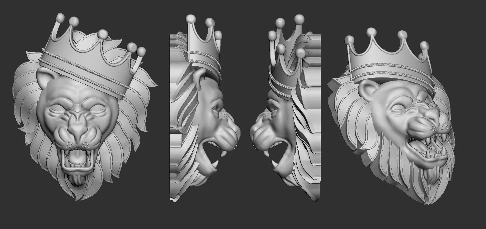 Crown Lion Pendant 3D print model_0