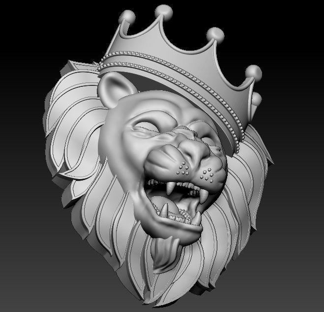 Crown Lion Pendant 3D print model_3