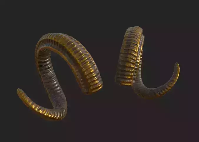 Golden Ram Horn CGI model