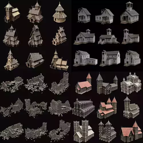 CHURCH MEGA COLLECTION MEDIEVAL VIKING GOTHIC RUINED CASTLE AAA 