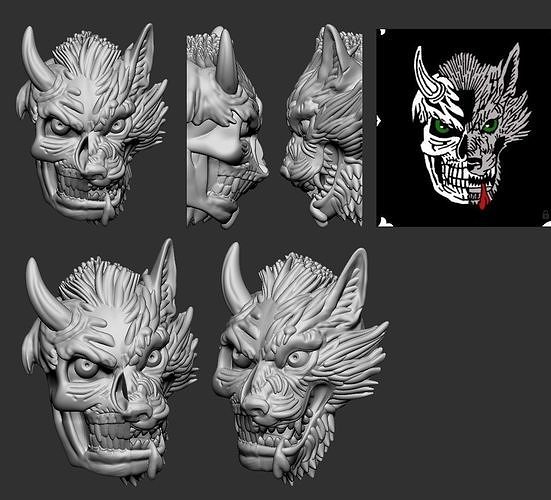 Wolf skull pendant 3D print model