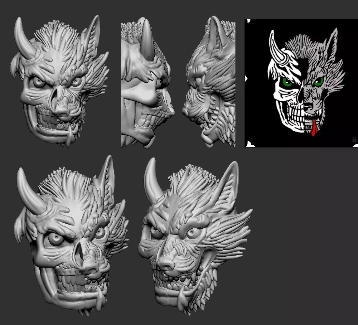 Wolf skull pendant 3D print model
