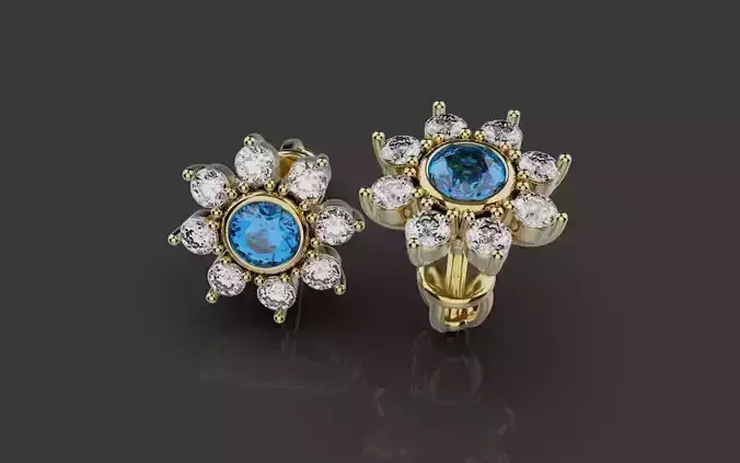  Diamond Earrings  0068 3D print model